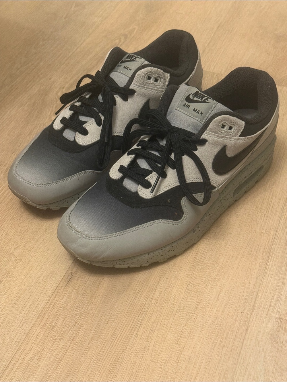 Nike Air Max 1 Men's Sneakers - Black & Gray Size 11.5